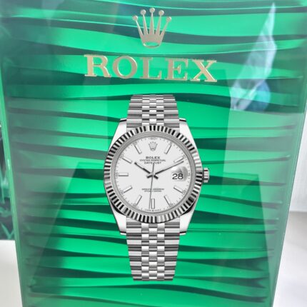VS Rolex Datejust 126334‑0010 Super Clone – White Sunburst Dial & White Rolesor Jubilee