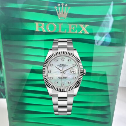 VS Rolex Datejust 126334‑0019 Super Clone – Mother-of-Pearl Diamond Dial & White Rolesor Oyster