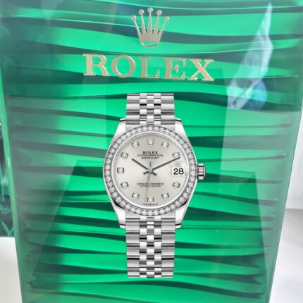 VS Rolex Lady‑Datejust 278384RBR‑0034 Super Clone – Silver Dial & Diamond Bezel White Rolesor Jubilee