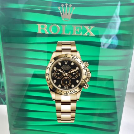 VS Rolex Daytona 116508‑0008 Super Clone – Black Diamond Dial 40 mm in Yellow Gold