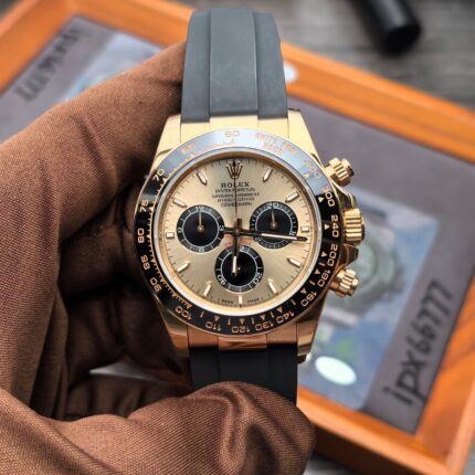 VS Factory Rolex Daytona 40mm Ref. 126518LN-0012 Golden Dial Yellow Gold Oysterflex Super Clone (DD4131)